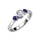 3 - Avrit Blue Sapphire and Lab Grown Diamond Three Stone Engagement Ring 