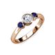 3 - Avrit Blue Sapphire and Lab Grown Diamond Three Stone Engagement Ring 