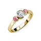 3 - Avrit Pink Tourmaline and Lab Grown Diamond Three Stone Engagement Ring 