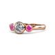 1 - Avrit Pink Sapphire and Lab Grown Diamond Three Stone Engagement Ring 