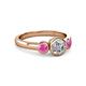 2 - Avrit Pink Sapphire and Lab Grown Diamond Three Stone Engagement Ring 