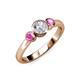 3 - Avrit Pink Sapphire and Lab Grown Diamond Three Stone Engagement Ring 