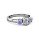 2 - Avrit Tanzanite and Lab Grown Diamond Three Stone Engagement Ring 