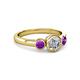 2 - Avrit Amethyst and Lab Grown Diamond Three Stone Engagement Ring 