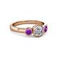 2 - Avrit Amethyst and Lab Grown Diamond Three Stone Engagement Ring 