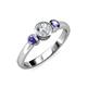 3 - Avrit Iolite and Lab Grown Diamond Three Stone Engagement Ring 