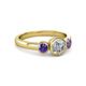 2 - Avrit Iolite and Lab Grown Diamond Three Stone Engagement Ring 