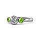 1 - Avrit Peridot and Lab Grown Diamond Three Stone Engagement Ring 