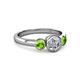 2 - Avrit Peridot and Lab Grown Diamond Three Stone Engagement Ring 