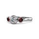 1 - Avrit Red Garnet and Lab Grown Diamond Three Stone Engagement Ring 