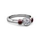2 - Avrit Red Garnet and Lab Grown Diamond Three Stone Engagement Ring 