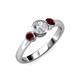 3 - Avrit Red Garnet and Lab Grown Diamond Three Stone Engagement Ring 