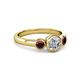 2 - Avrit Red Garnet and Lab Grown Diamond Three Stone Engagement Ring 