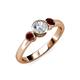 3 - Avrit Red Garnet and Lab Grown Diamond Three Stone Engagement Ring 