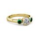 2 - Avrit Emerald and Lab Grown Diamond Three Stone Engagement Ring 