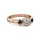2 - Avrit Black Diamond and White Lab Grown Diamond Three Stone Engagement Ring 
