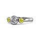 1 - Avrit Yellow Diamond and White Lab Grown Diamond Three Stone Engagement Ring 