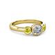 2 - Avrit Yellow Diamond and White Lab Grown Diamond Three Stone Engagement Ring 