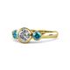 1 - Avrit London Blue Topaz and Lab Grown Diamond Three Stone Engagement Ring 