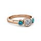 2 - Avrit London Blue Topaz and Lab Grown Diamond Three Stone Engagement Ring 