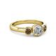 2 - Avrit Smoky Quartz and Lab Grown Diamond Three Stone Engagement Ring 