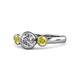 1 - Avrit Yellow Sapphire and Lab Grown Diamond Three Stone Engagement Ring 