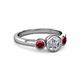 2 - Avrit Ruby and Lab Grown Diamond Three Stone Engagement Ring 