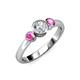 3 - Avrit Pink Sapphire and Lab Grown Diamond Three Stone Engagement Ring 