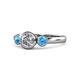 1 - Avrit Blue Topaz and Lab Grown Diamond Three Stone Engagement Ring 