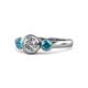 1 - Avrit London Blue Topaz and Lab Grown Diamond Three Stone Engagement Ring 