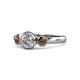 1 - Avrit Smoky Quartz and Lab Grown Diamond Three Stone Engagement Ring 