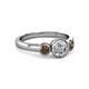 2 - Avrit Smoky Quartz and Lab Grown Diamond Three Stone Engagement Ring 