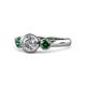 1 - Avrit Created Alexandrite and Lab Grown Diamond Three Stone Engagement Ring 