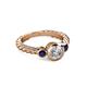 2 - Azalea Blue Sapphire and Lab Grown Diamond Three Stone Engagement Ring 