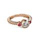 2 - Azalea Pink Tourmaline and Lab Grown Diamond Three Stone Engagement Ring 
