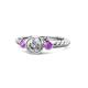 1 - Azalea Amethyst and Lab Grown Diamond Three Stone Engagement Ring 