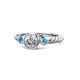 1 - Azalea Blue Topaz and Lab Grown Diamond Three Stone Engagement Ring 
