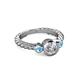 2 - Azalea Blue Topaz and Lab Grown Diamond Three Stone Engagement Ring 