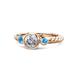 1 - Azalea Blue Topaz and Lab Grown Diamond Three Stone Engagement Ring 