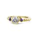 1 - Azalea Iolite and Lab Grown Diamond Three Stone Engagement Ring 