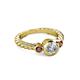 2 - Azalea Red Garnet and Lab Grown Diamond Three Stone Engagement Ring 