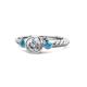 1 - Azalea London Blue Topaz and Lab Grown Diamond Three Stone Engagement Ring 