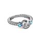 2 - Azalea London Blue Topaz and Lab Grown Diamond Three Stone Engagement Ring 