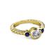 2 - Azalea Blue Sapphire and Lab Grown Diamond Three Stone Engagement Ring 