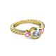 2 - Azalea Pink Sapphire and Lab Grown Diamond Three Stone Engagement Ring 