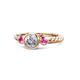 1 - Azalea Pink Sapphire and Lab Grown Diamond Three Stone Engagement Ring 