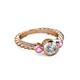 2 - Azalea Pink Sapphire and Lab Grown Diamond Three Stone Engagement Ring 