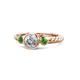 1 - Azalea Green Garnet and Lab Grown Diamond Three Stone Engagement Ring 