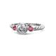 1 - Azalea Pink Tourmaline and Lab Grown Diamond Three Stone Engagement Ring 