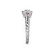 5 - Azalea Pink Tourmaline and Lab Grown Diamond Three Stone Engagement Ring 